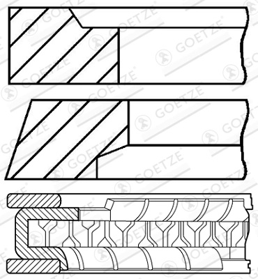 GOETZE ENGINE Set segmenti piston 08-786800-00 pentru LANCIA DELTA II (836_) 182 A6.000 1581cc 90cp 66kW 1996 1997 1998 1999