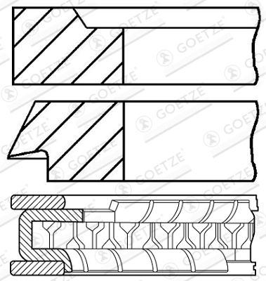 GOETZE ENGINE Set segmenti piston 08-963300-00 la masina SAAB 9-3 Cabriolet (YS3D) B234I 2290cc 150cp 110kW 1998 1999 2000 2001 2002 2003