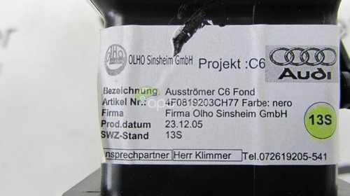 Grila aer spate neagra originala Audi A6 4F cod: 4F0819203C