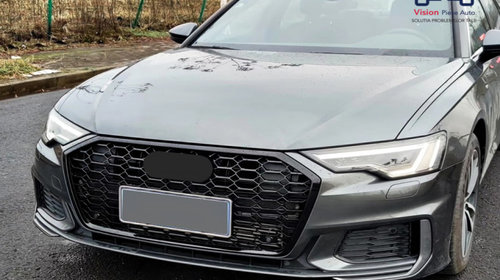 Grila Bara Fata RS6 Design Negru Lucios Tuning Audi A6 C8 2018 2019 2020 FGAUA64KRS