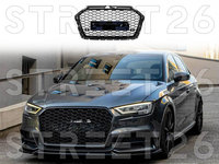 Grila Centrala Compatibil Cu Audi A3 8V Facelift (2016-2020) RS3 Design Negru Lucios