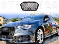 Grila Centrala Compatibil Cu Audi A3 8V Facelift (2016-2020) RS3 Design Negru Lucios ACC Distronic