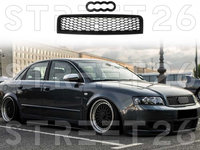 Grila Centrala Compatibil Cu AUDI A4 B6 Sedan Avant 8E/8H (2000-2004) RS Design Negru Mat