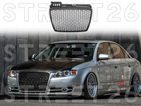 Grila Centrala Compatibil Cu Audi A4 B7 (2004-2008) RS4 Design Negru Mat