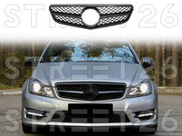 Grila Centrala Compatibil Cu Mercedes C-Class W204 S204 C204 (2007-2014) Sport Negru Lucios C63 Design