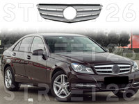 Grila Centrala Compatibil Cu Mercedes C-Class W204 S204 C204 (2007-2014) Sport Argintiu