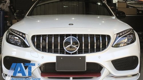 Grila Centrala compatibil cu Mercedes C-Class W205 S205 C205 A205 (2014-2018) GT-R Panamericana Design cu Camera