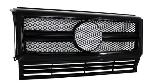Grila Centrala Mercedes Benz W463 G-Class (1990-2012) 2012 G65 G63 AMG Look Piano Black Edition