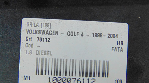 Grila Volkswagen Golf 4 din 2001