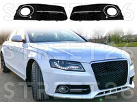 Grile Laterale Compatibil Cu Audi A4 B8 8K (2008-2011) RS4 Design Negru Lucios Crom