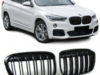 Grile negru lucios duble BMW X1 F48 2014-2019 ⭐⭐⭐⭐⭐
