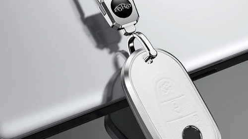 Husa aluminiu cu piele alb pentru cheie Mercedes C Class S Class W206 W223 S350 S400 S450 S500 C200 C260 2021
