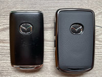 Husa aluminiu cu piele negru pentru cheie Mazda 3 Alexa CX4 CX5 CX-5 CX8 CX-30 CX30 2019 2020