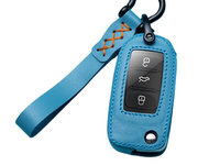 Husa bleu protectie pentru cheie tip briceag Polo Golf Passat Beetle Caddy EOS Tiguan, Skoda, Seat