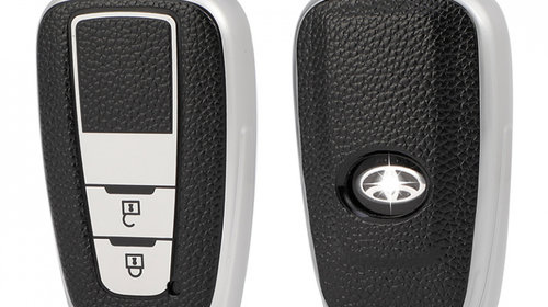 Husa cheie din TPU cu insertii piele pentru Toyota Camry Prius Corolla C-HR CHR Prado 2018 Rav 4 2 butoane