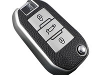 Husa cheie din TPU cu insertii piele pentru Peugeot 208 2008 308 3008 408 508 107 301 Citroen C4 CACTUS C5 DS4