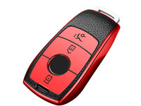 Husa cheie din TPU rosu cu insertii piele pentru Mercedes Benz A B C E S Class W205 W204 W212 W213 W176 W177