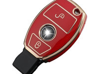 Husa rosu pentru cheie 2 butoane Mercedes A B C E R Class GLS GLA GLK GLC CLS CLA AMG W204 W205 W212 W463 W176