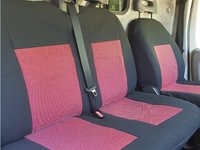 Husa / Set huse scaune auto fata ( 2+1 ) VW T6 dupa 2016-prezent - autoutilitare - NEGRU+ROSU