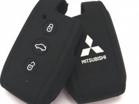 Husa silicon carcasa cheie pentru Mitsubishi 3 butoane negru