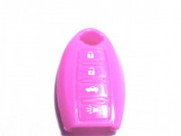 Husa silicon carcasa cheie pentru Nissan 3+1 buton de panica roz
