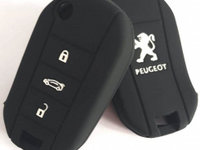 Husa silicon carcasa cheie pentru Peugeot 3 but negru