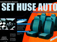 Huse auto compatibile Logan III ACCES si ESENTIAL 2020-> hexagon cu gaurele negru/cusatura rosie AL-010823-7