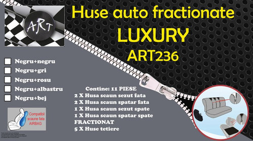 Huse Auto Fractionate Luxury ART236 Negru + Rosu 100820-9