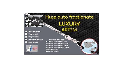 Huse auto fractionate LUXURY Cod:ART236 - Negru + Albastru