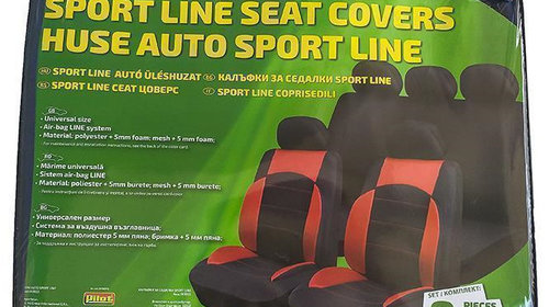 Huse Scaune Auto Ro Group Sport Line Rosu Pentru Bancheta Rabatabila 9 Bucati IN3022