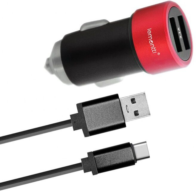 Incarcator Auto Lemontti, 2 X Type-C, 3.