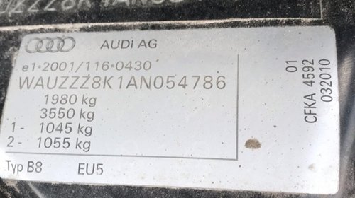 Injectoare Audi A4 B8 2.0 TFSI 2009 2010 2011 2012