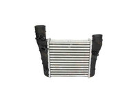 Intercooler Audi A4 (B7), 06.2006-06.2008, motor 2.0 TDI, diesel, cu/fara AC, aluminiu brazat/plastic, 220x217x62 mm, fara senzor presiune, intercooler stanga, diametru gaura senzor - 12mm,