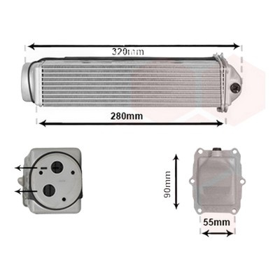 Intercooler AUDI A4 B8 2007->2015 pentru S4 quattro, perioada 2008 2009 2010 2011 2012 2013 2014 2015 PIESA NOUA pentru tip motor CGWC/CGXC/CTUB, pentru tip motor CGXC, pentru tip motor CTUB, grosime mm 60, diametru admisie mm 14, diametru evacuare m