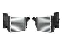 Intercooler Audi A6/A6 Allroad (C6), 03.2005-06.2006, motor 2.7 TDI 120kw, diesel, cutie manuala, cu/fara AC, aluminiu brazat/plastic, 205x195x62 mm, intercooler stanga, fara senzor presiune, sonda senzor 12mm,