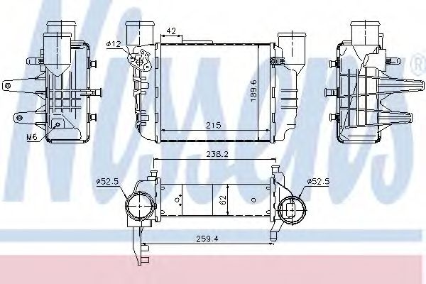 Intercooler, compresor AUDI A4 Cabriolet (8H7, B6, 8HE, B7) (2002 - 2009) NISSENS 96709