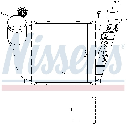 Intercooler compresor # Vw Bora 1.9 [1j2] tdi motorina 90cp/66kw AGR; ALH 1998 1999 2000 2001 2002 2003 2004 2005 # 96488 # NISSENS