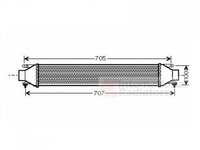 INTERCOOLER FIAT BRAVO 11.2006->2014 Radiator intercooler benzina 1,3 - 1,6 - 1,9TD (57,2x13,2x53 PIESA NOUA ANI 2006 2007 2008 2009 2010 2011 2012 2013 2014