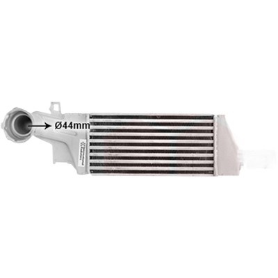Intercooler OPEL CORSA C 2000->2009, TIGRA TwinTop 2004->2010 pentru 1.3 CDTI , perioada 2003 2004 2005 2006 2007 2008 2009 2010 PIESA NOUA pana la an de fabricatie 07/2006, grosime mm 50, cu cupla rapida, diametru admisie mm 57, diametru evacuare mm