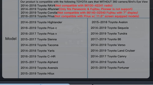 Interfata CarPlay Android Auto Toyota Touch2 Entune 2 Auris Rav 4 CHR Camry Corolla Prius Yaris 2014-2019