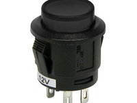 Intrerupator auto Carpoint 12V 20A rotund diametru 16,10mm , buton cu revenire , negru