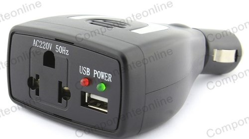 Invertor auto 12V-220V, cu USB, DBSP-75, 75W - 111061