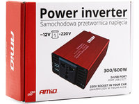 Invertor Convertizor De Tensiune Amio 12V/220V 300W/600W 2xUSB PI03 02470