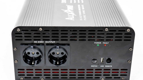 Invertor de tensiune AlcaPower by President 3000W 12V-230V Sinus Pur, port USB, intrare telecomanda PNI-ACAL609