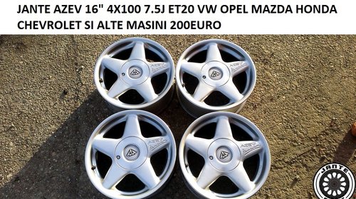 JANTE AZEV 16 4X100 7.5J ET20 VW OPEL MAZDA HONDA SI ALTELE