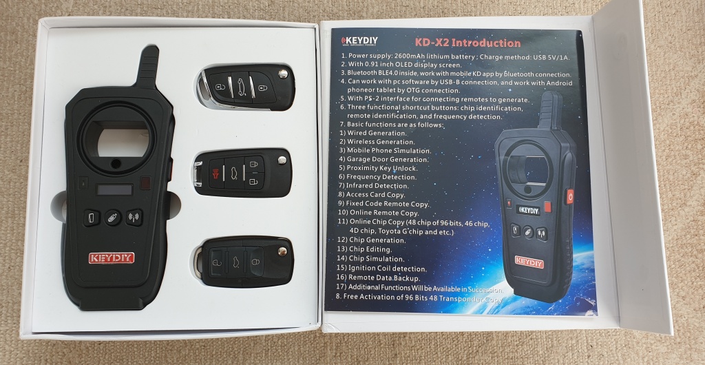 KEYDIY KD-X2 programator telecomenzi + cheie, clonare 96bit 48 transponder