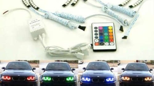 Kit Angel Eyes RGB Led BMW E46 M3 2001-2006 - 16 culori cu telecomanda