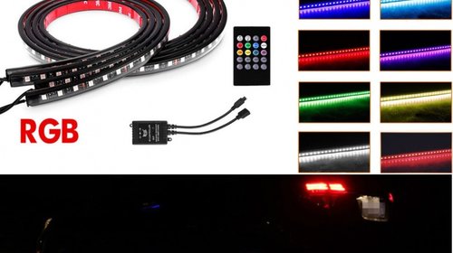 Kit banda LED SMD RGB sub masina cu telecomanda + control muzika