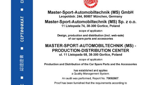 Kit brate Audi A6 C5 1997-2002, MASTER SPORT Germania + TRANSPORT GRATUIT