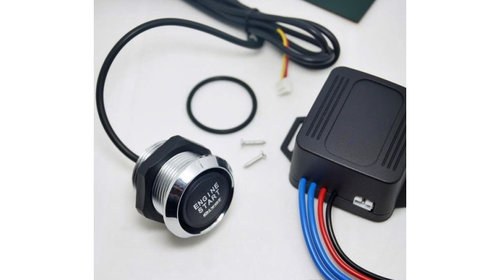 Kit buton pornire motor autoturism cu iluminare Rosu / Albastru 12V Cod: ES02 - Lumina Albastra